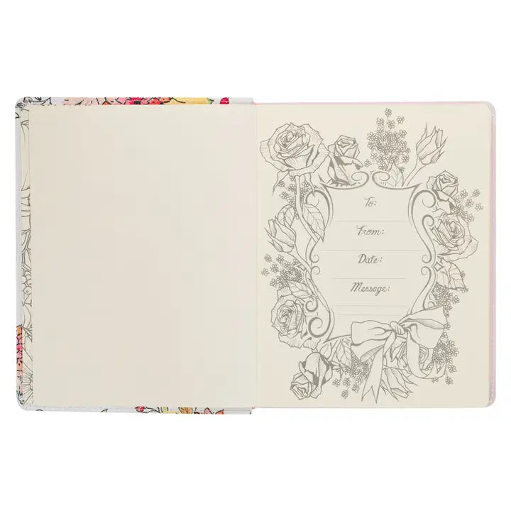 Kjv My Creative Bible Faux Leather, White Floral Printed