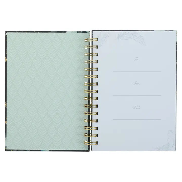 Journal Wirebound Black Feathers He Will Cover You Ps. 91:4