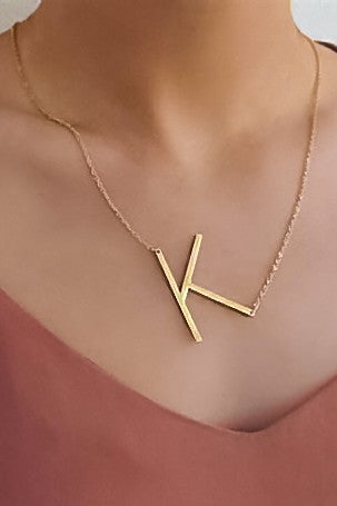 Waterproof Goldtone Stainless Steel Large Initial Necklaces