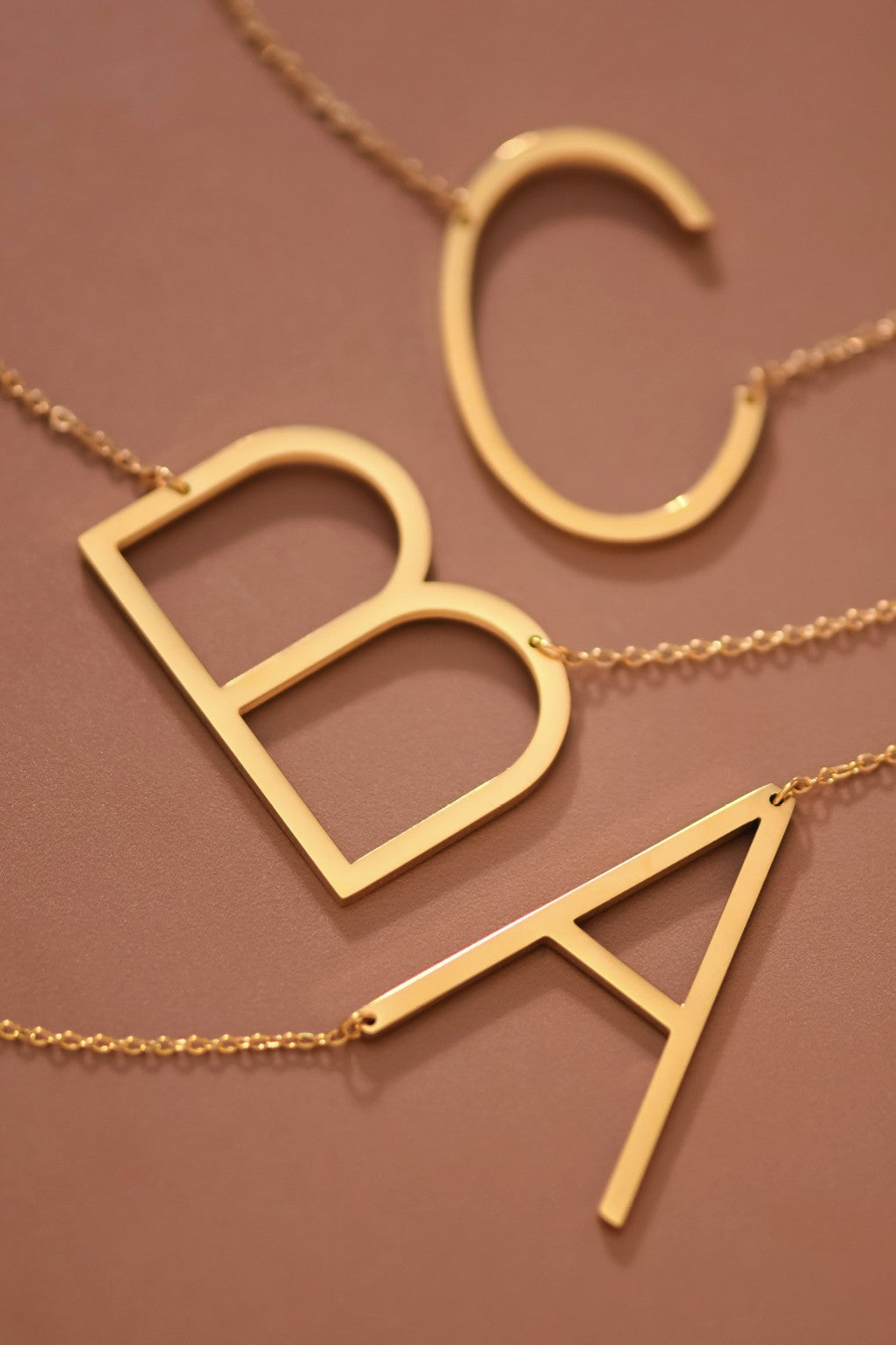 Waterproof Goldtone Stainless Steel Large Initial Necklaces