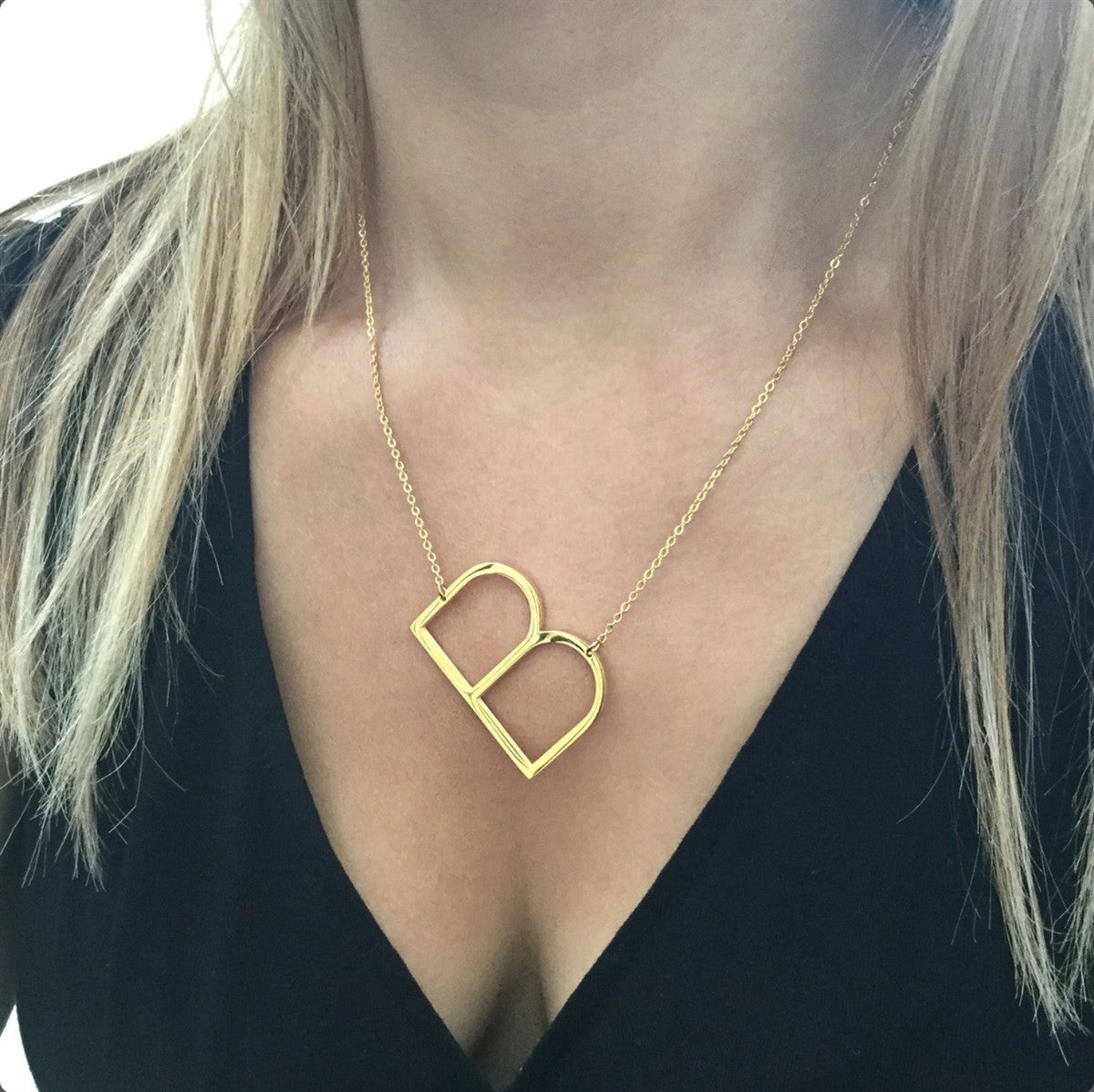 Waterproof Goldtone Stainless Steel Large Initial Necklaces