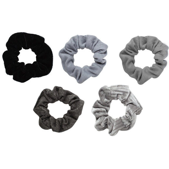 Velvet Scrunchies - Black and Gray