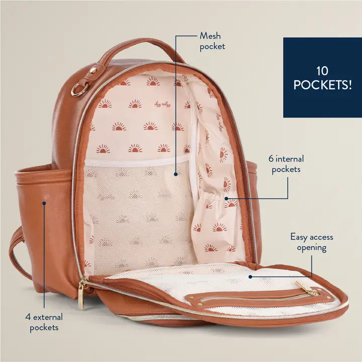 Itzy Ritzy Cognac Mini PLUS Backpack Diaper Bag