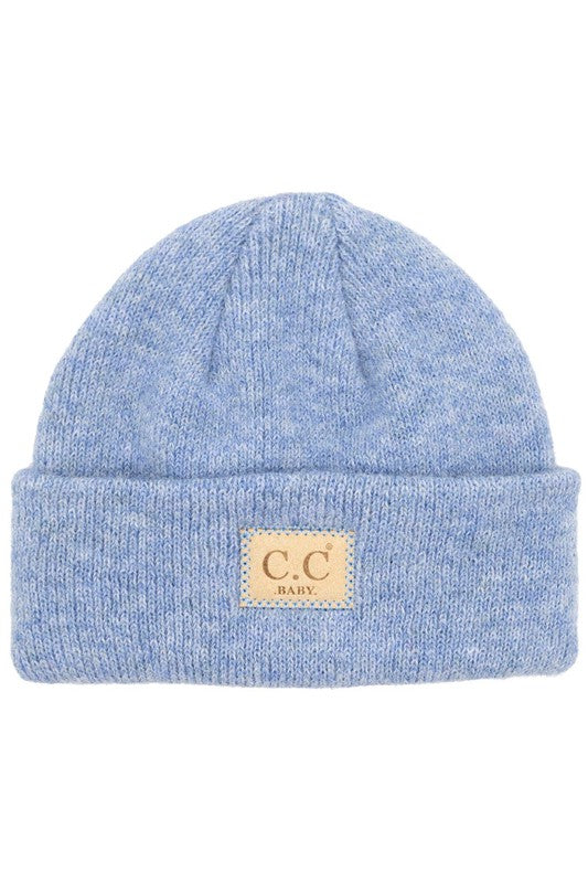 Baby C.C Suede Patch Beanie Hat Heather Blue