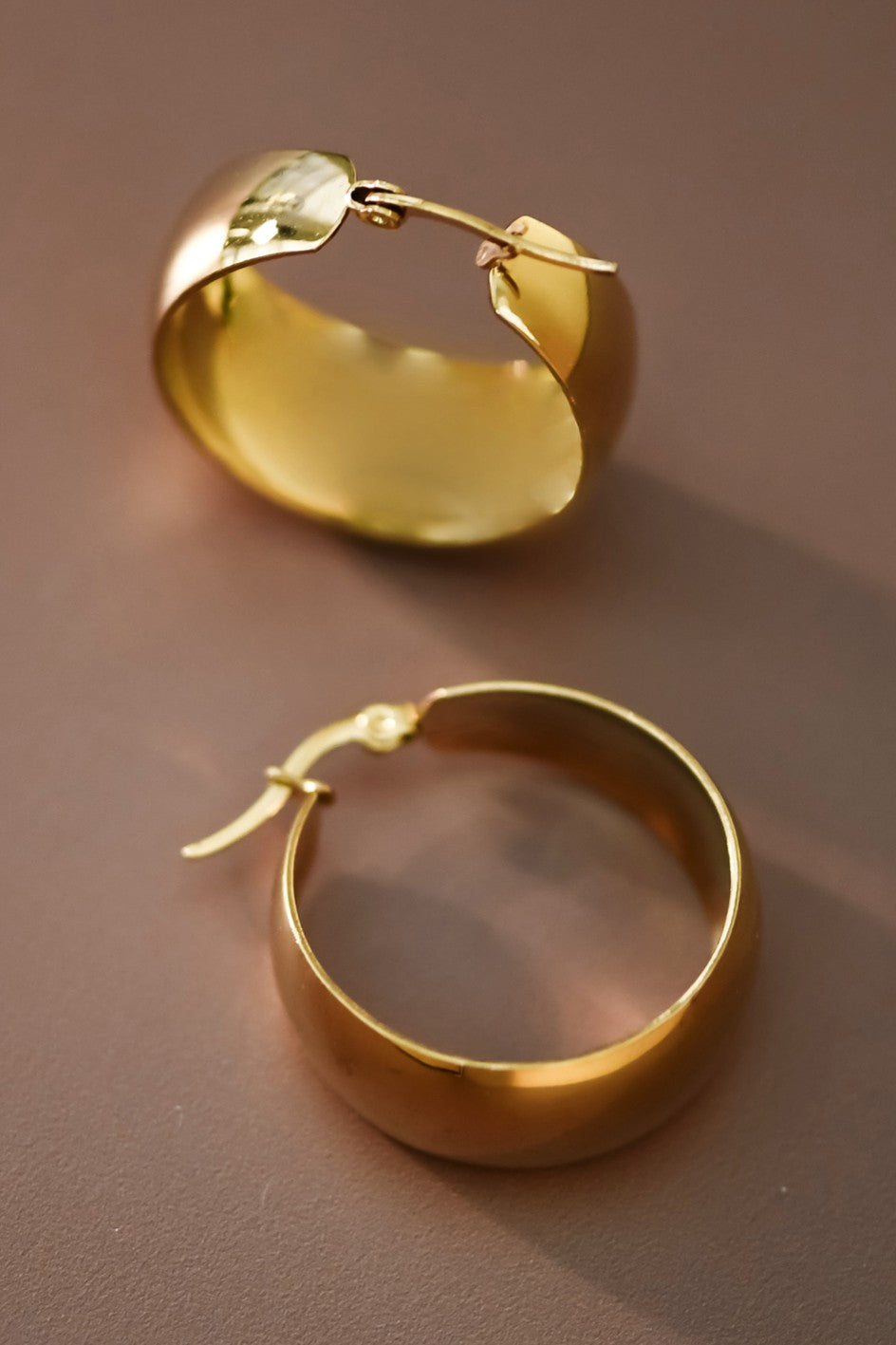 18K Gold Dipped Non-Tarnish Stainless Steel Hoop Earrings