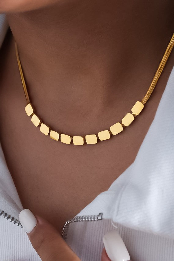 18K Gold Plated Stainless Steel Herringbone Chain Necklace