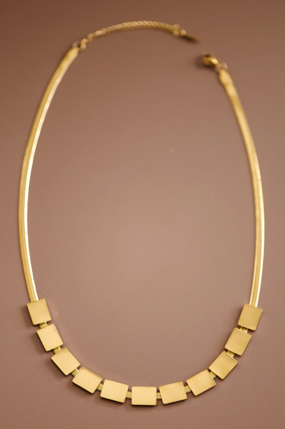 18K Gold Plated Stainless Steel Herringbone Chain Necklace