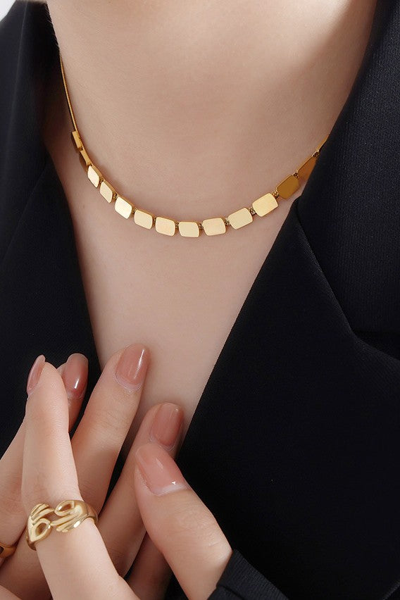 18K Gold Plated Stainless Steel Herringbone Chain Necklace