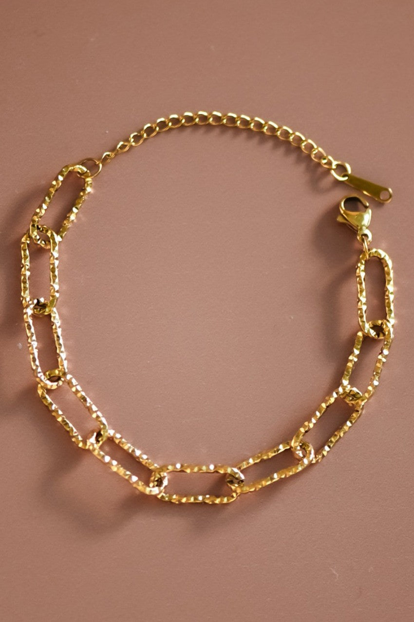 18K Gold Dipped Stainless Steel Paperclip Chain Link Bracelet