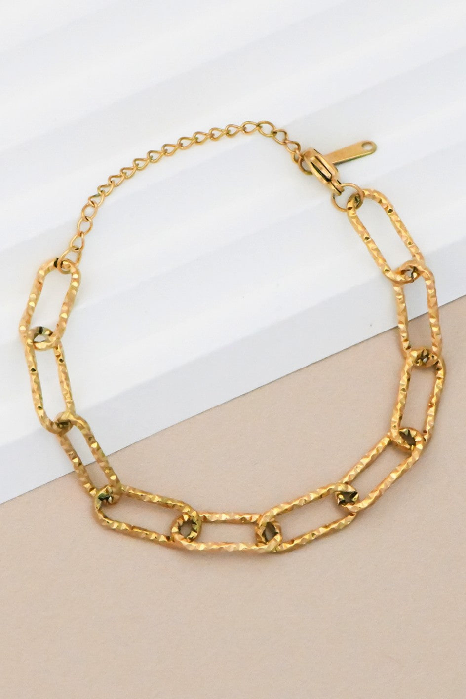 18K Gold Dipped Stainless Steel Paperclip Chain Link Bracelet
