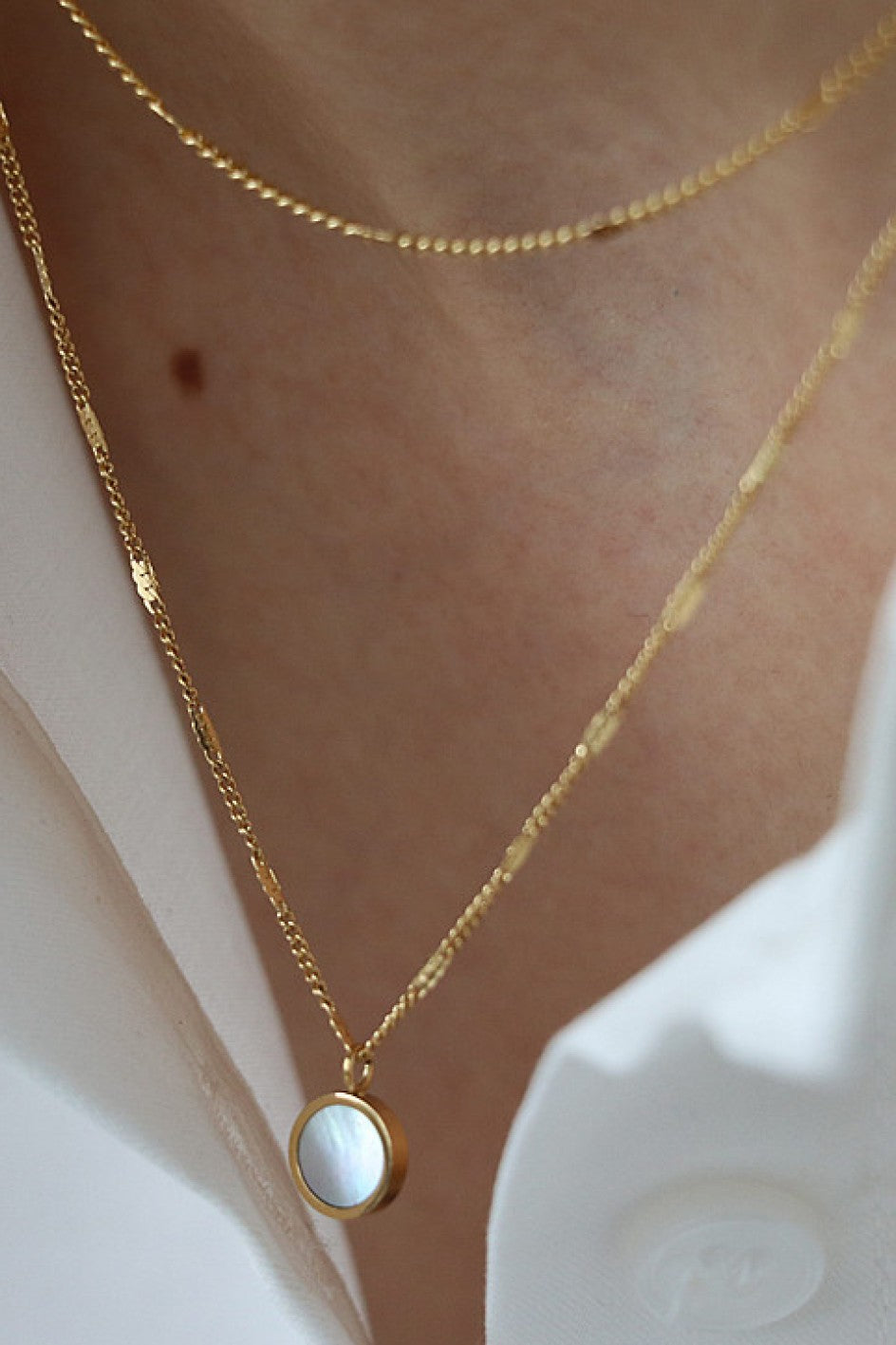 18k Non-tarnish Stainless Steel Dainty Pendant Chain Necklace