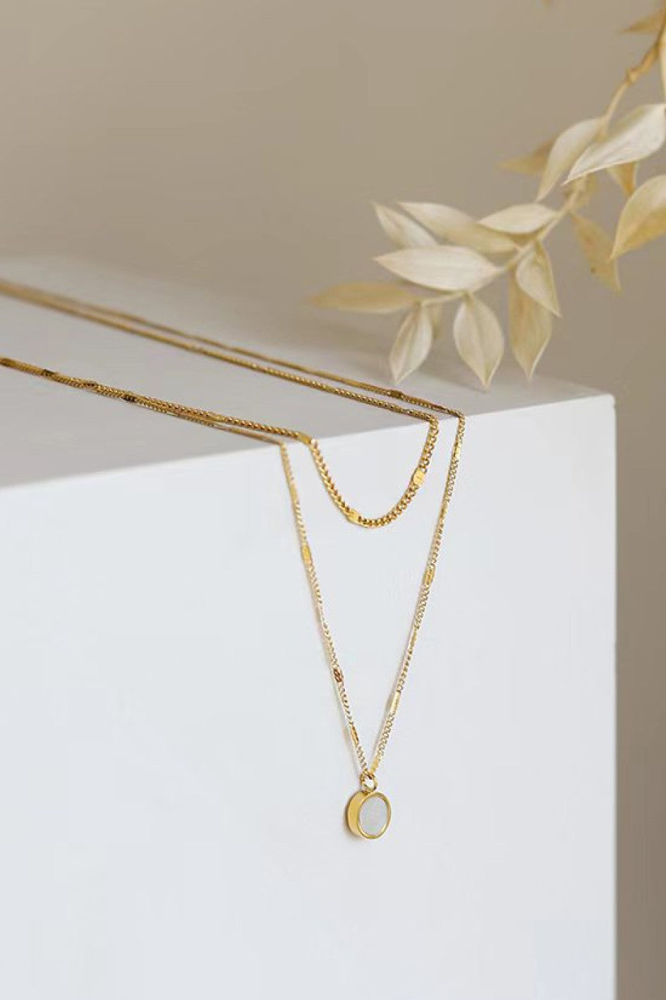 18k Non-tarnish Stainless Steel Dainty Pendant Chain Necklace