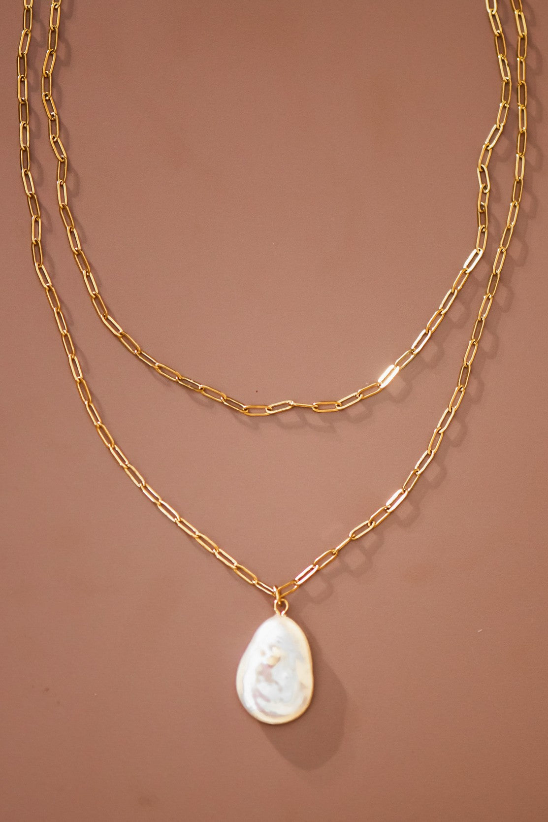 18k Non-tarnish Stainless Steel Pendant Paperclip Chain Necklace
