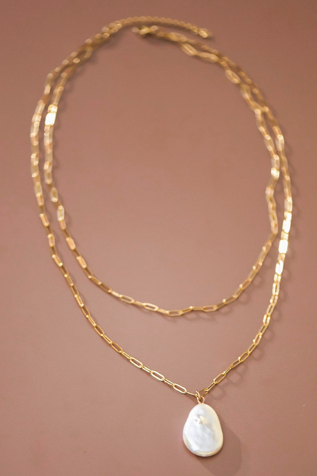 18k Non-tarnish Stainless Steel Pendant Paperclip Chain Necklace