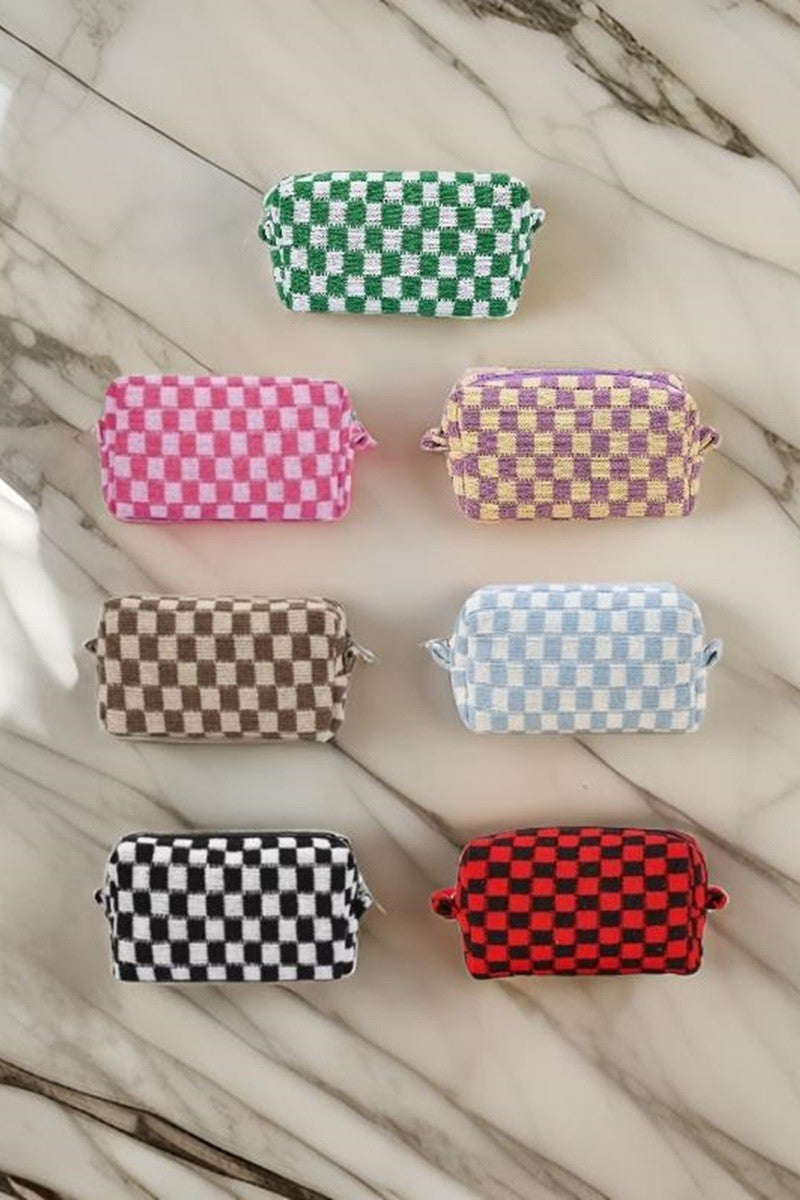 Zenana Black/Red Checkered Makeup Cosmetic Pouch Bag