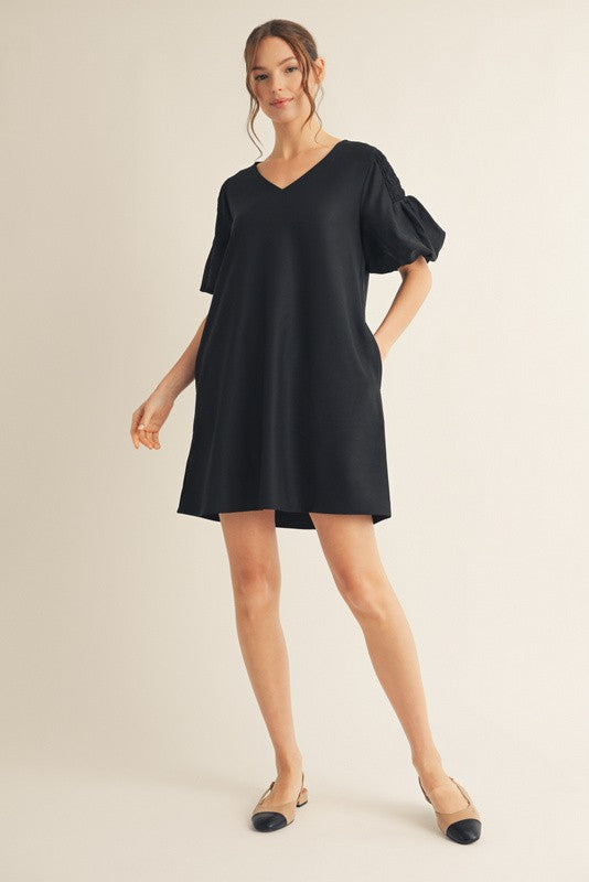 Womens Jodifl Black Shoulder Smocking Accent Shift Dress