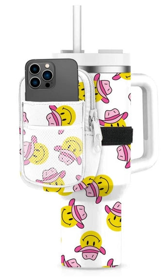 Katydid White Cowboy Happy Face Tumbler Zipper Pouch