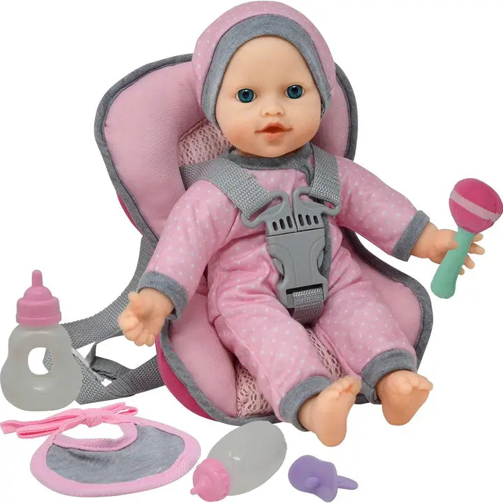 Baby Doll Car Seat Carrier Backpack with 12 Inch Doll