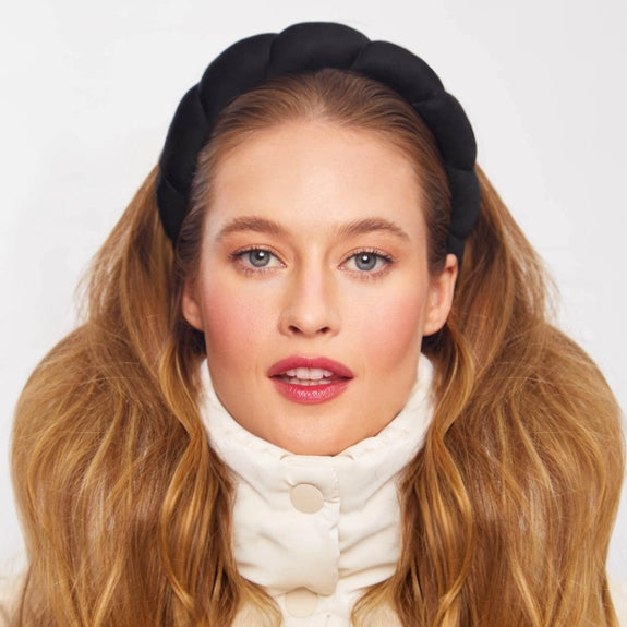 Black Recycled Fabric Puffy Headband