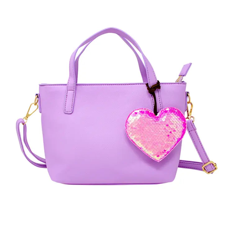 Purple Leather Tote Bag