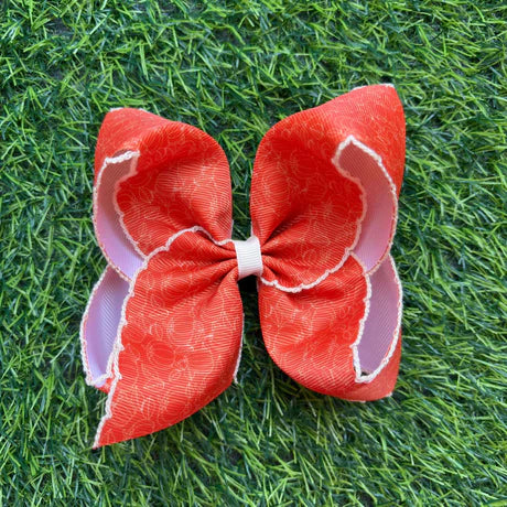 5" Pumpkin Printed Moon Stitch Bow