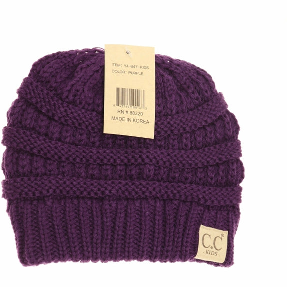 Kids Solid C.C Beanie Dark Purple