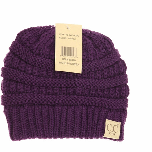Kids Solid C.C Beanie Dark Purple