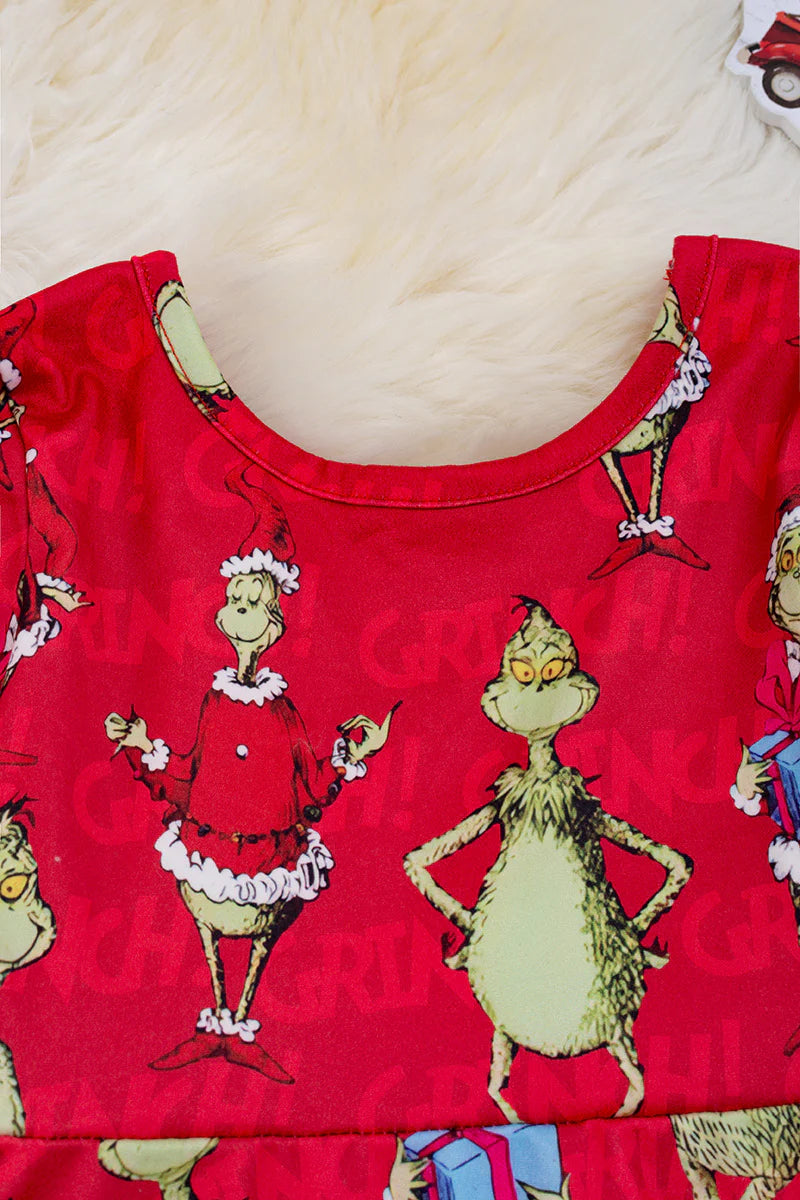Girls Red Grinch Dress