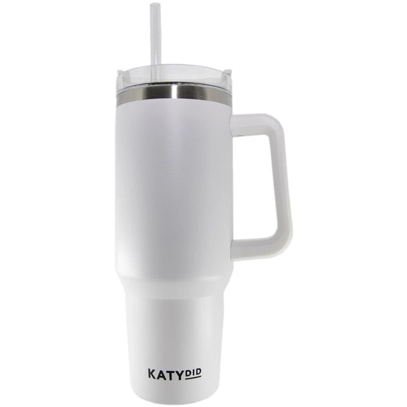 Katydid White 40 oz Tumbler Cup with Handle
