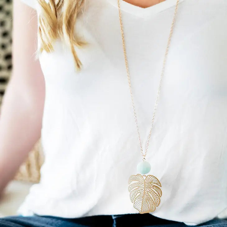 Viv & Lou Aqua Palm Bay Necklace