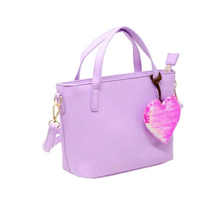 Purple Leather Tote Bag
