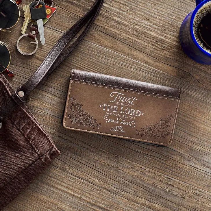 Checkbook Wallet Brown Two-Tone Trust In The Lord Prov. 3:5-6