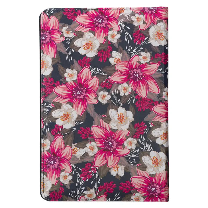 KJV Bible Deluxe Gift Faux Leather, Blue Floral Printed With Zipper