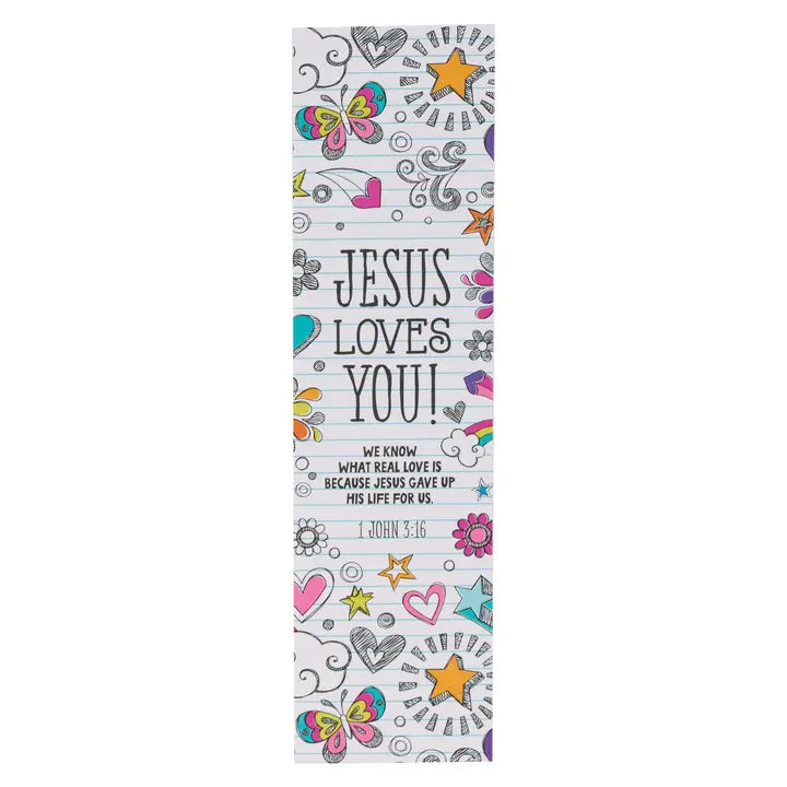 Bookmark Pack Notebook Doodles Jesus Loves You 1 John 3:16