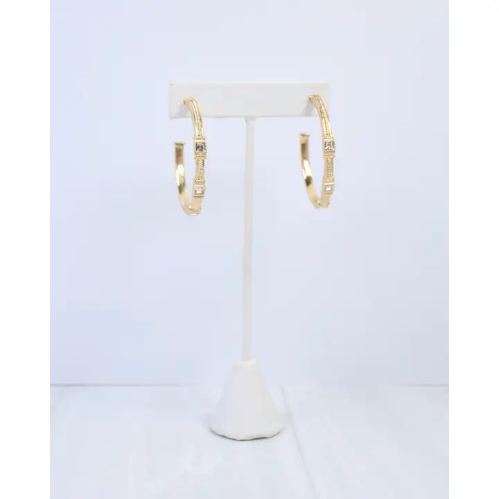 Caroline Hill Ania Textured Large Hoop Earring Clear