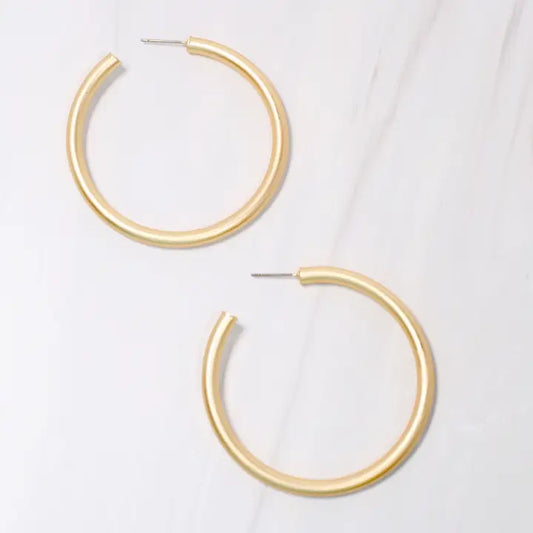 Caroline Hill Arden Satin Hoop Earring Matte Gold