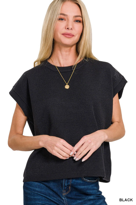 Womens Zenana Black Oversized Viscose Sweater Vest