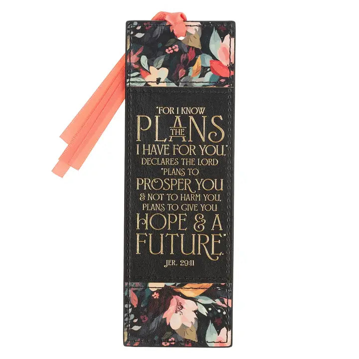 Bookmark Faux Leather Black I Know the Plans Jer. 29:11