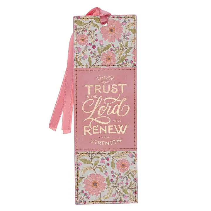 Bookmark Faux Leather Coral Trust in the Lord Isa 40:31