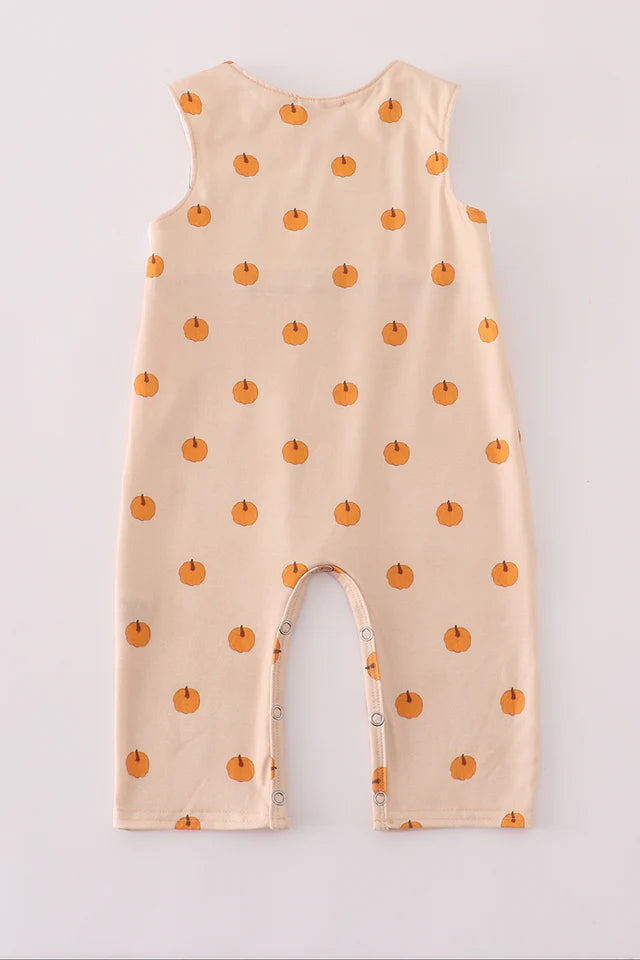 Boys Khaki Pumpkin Embroidery Smocked Jonjon