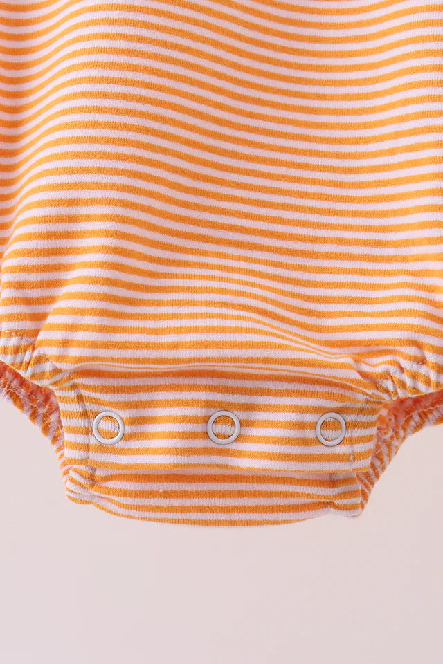 Boys Orange Turkey Embroidery Stripe Bubble