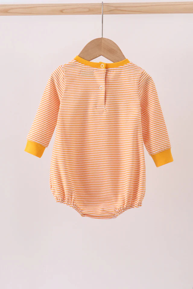 Boys Orange Turkey Embroidery Stripe Bubble