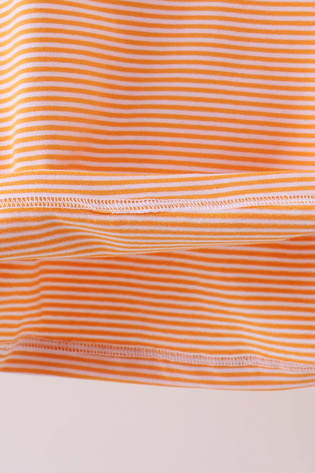 Boys Orange Turkey Embroidery Stripe Top