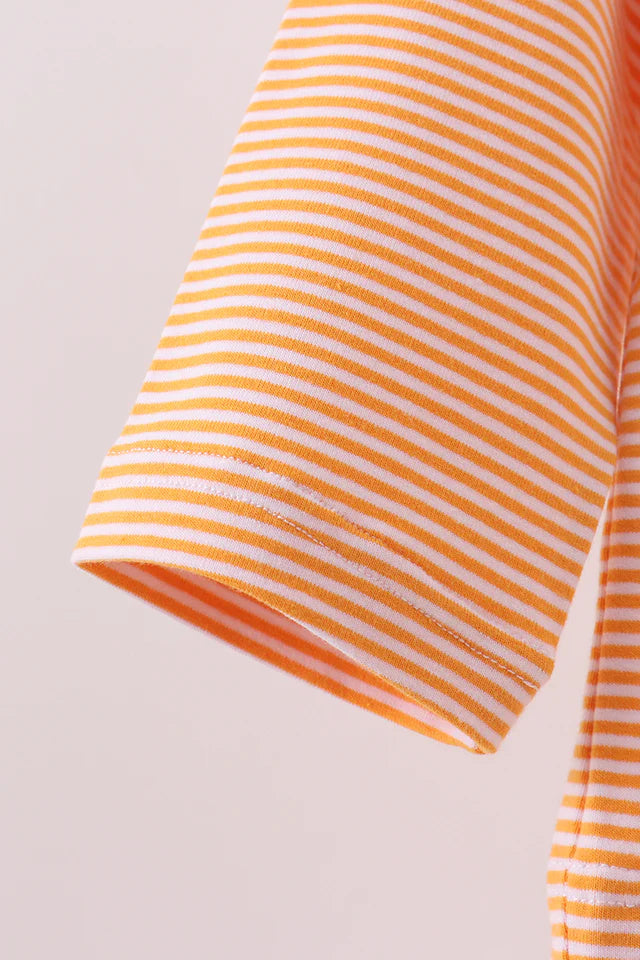 Boys Orange Turkey Embroidery Stripe Top