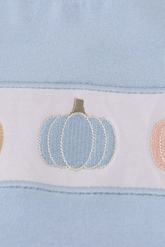 Boys Pumpkin Blue Embroidery Romper
