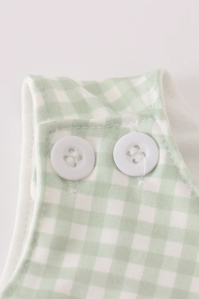 Boys Sage Turkey Embroidery Gingham Jonjon