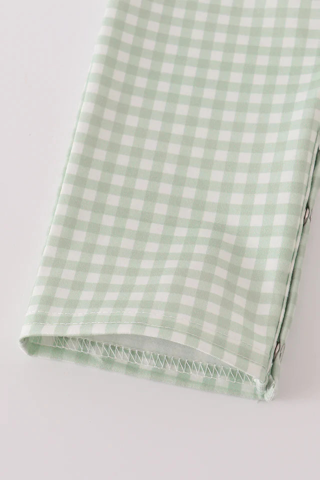 Boys Sage Turkey Embroidery Gingham Jonjon