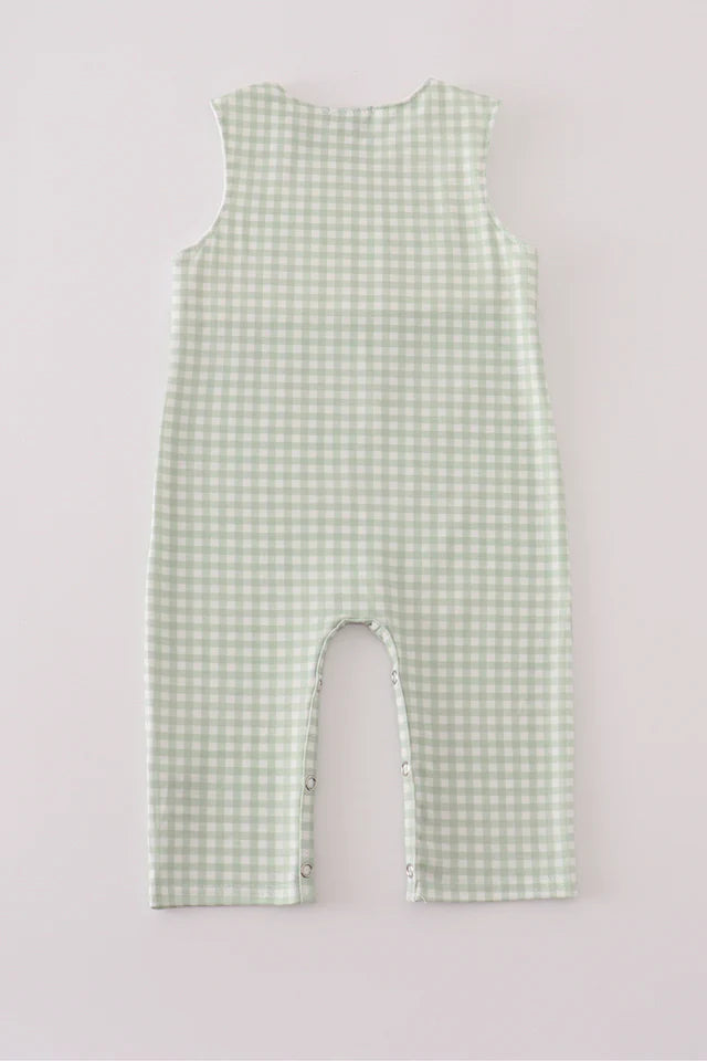 Boys Sage Turkey Embroidery Gingham Jonjon