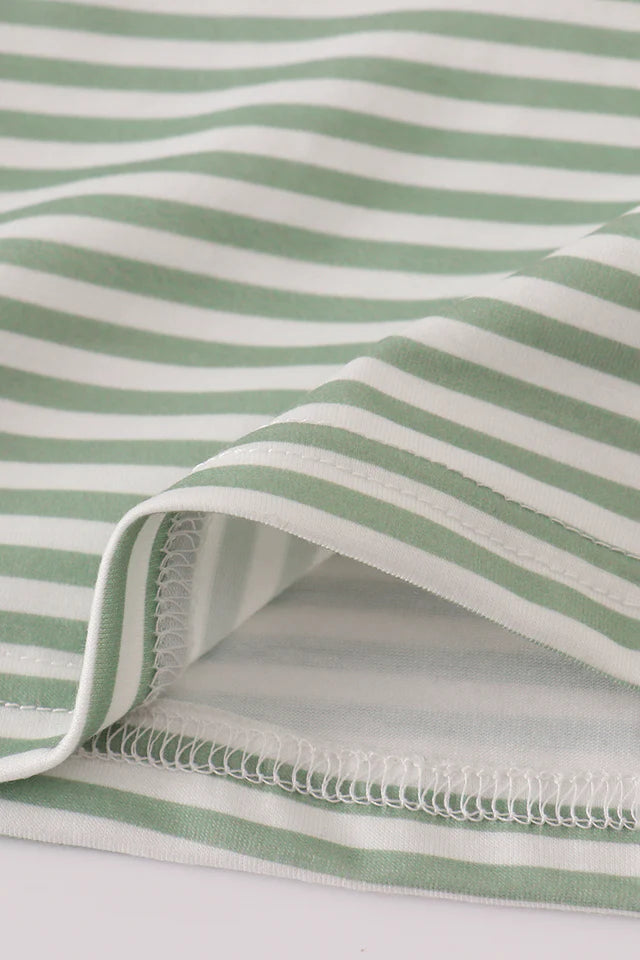 Boys Green Turkey French Knot Stripe Top