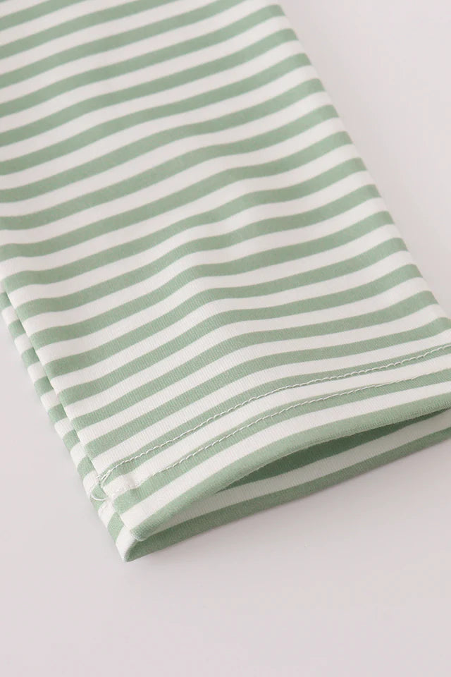 Boys Green Turkey French Knot Stripe Top